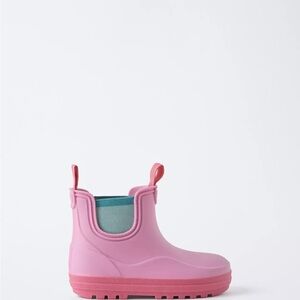 Pink and Teal Ankle Rain Boots